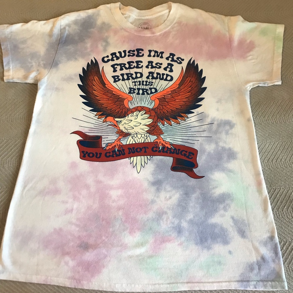 Tie-dye Free Bird Lynyrd Skynyrd band tee.